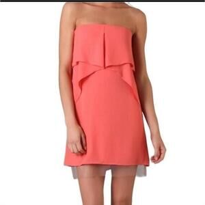 BCBGMaxAzaria Fei Fei Green Strapless Ruffle Mini Dress Size 2